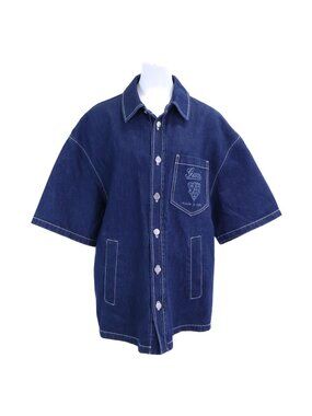 Gucci Leather Short Sleeve Denim Shirt 46